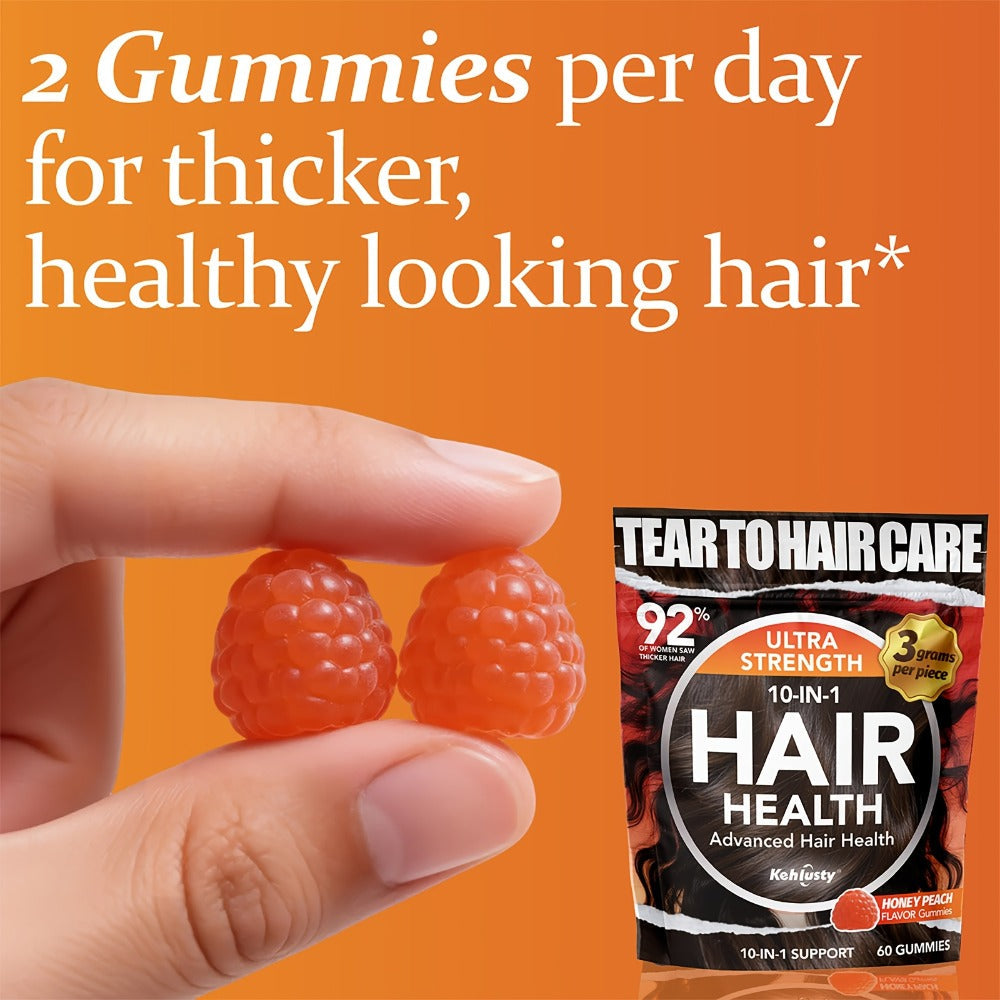 Biotin Gummies for Hair Growth with Collagen Complex Vitamin C & Ginger, 90 Chewable Gummies for Thicker Fuller Hair — image 
