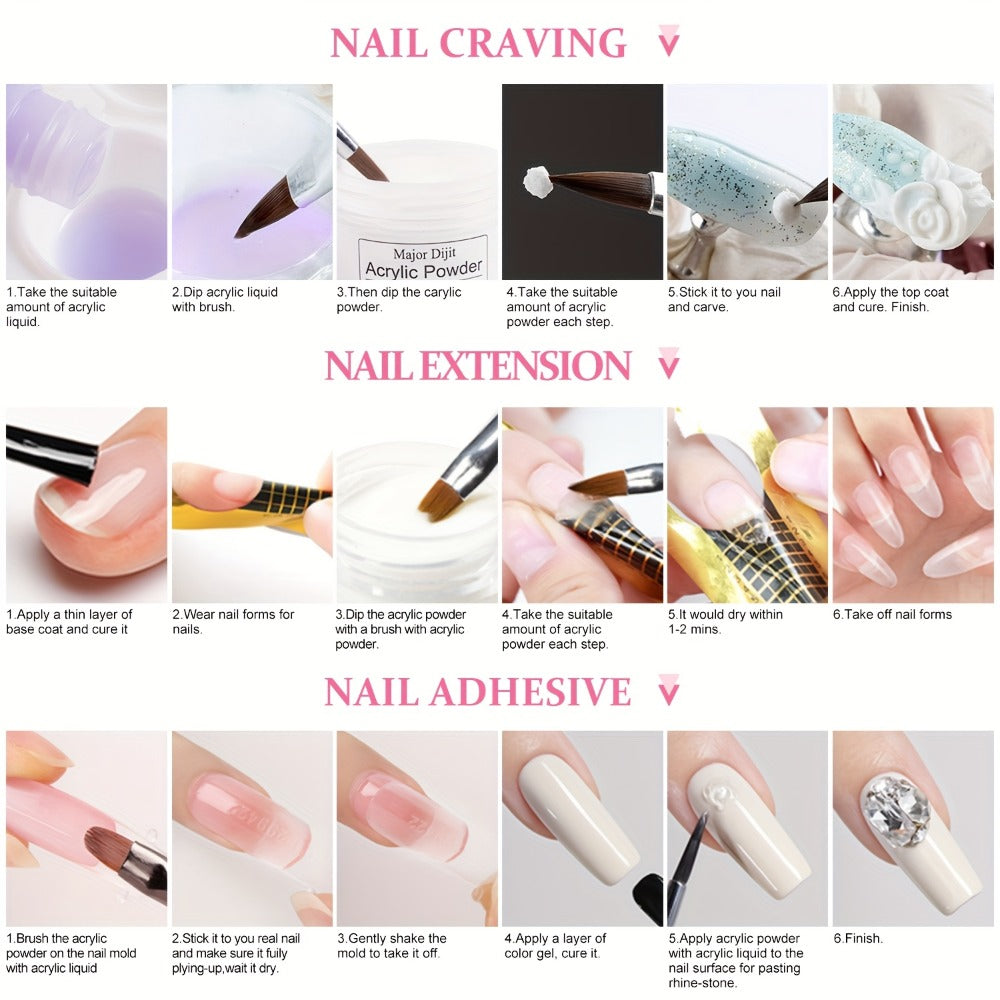 Acrylic Nail Kit with 36W UV LED Lamp, Electric Drill, Three Powders, Glitter Colors, Tips and Manicure Tools — image 10