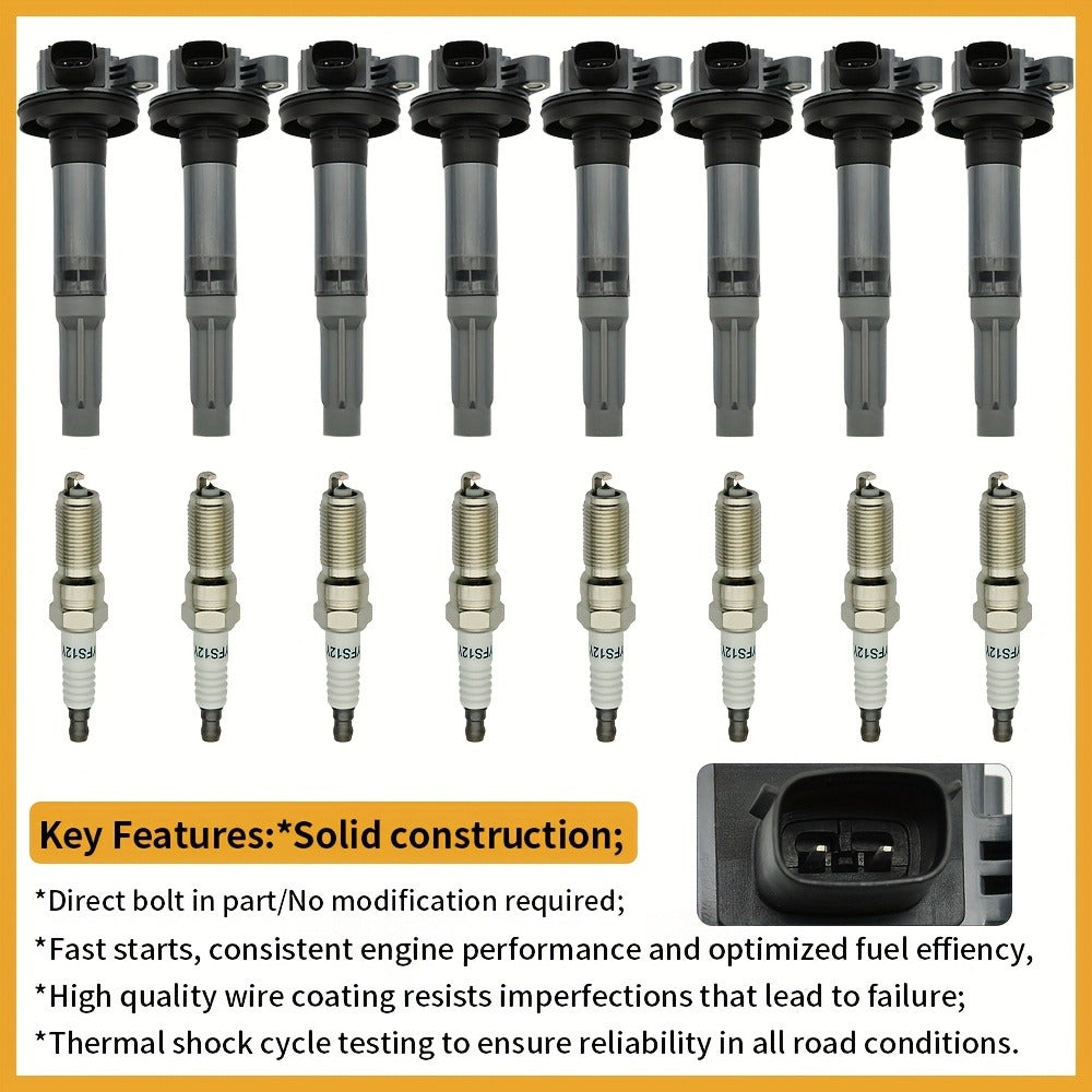 Ignition Coil & Iridium Spark Plug Kit 8-Pack for 2011-2020 Ford F-150 Mustang Lobo 5.0L V8 UF622 SP411 Direct Fit OEM Replac