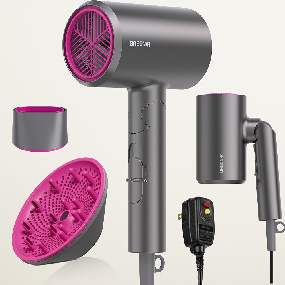 FZ201-Style 1875W Hair Dryer with Circular Rear Intake, Gray or White Finish and Three Pictured Attachments — image 4