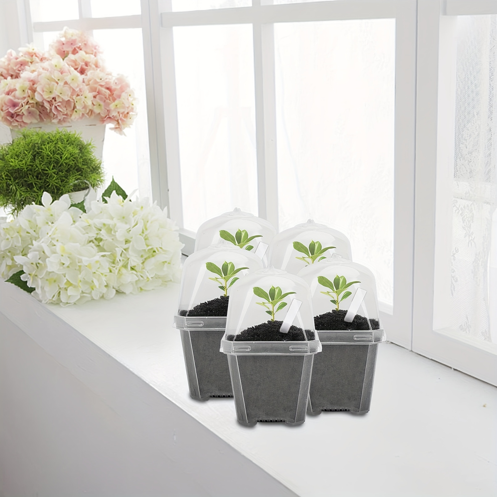 Clear Nursery Pots 3 Inch with Humidity Dome Lids 30pcs | Stackable Seed Starter Pots | Built-In Labels | Succulents Seedling