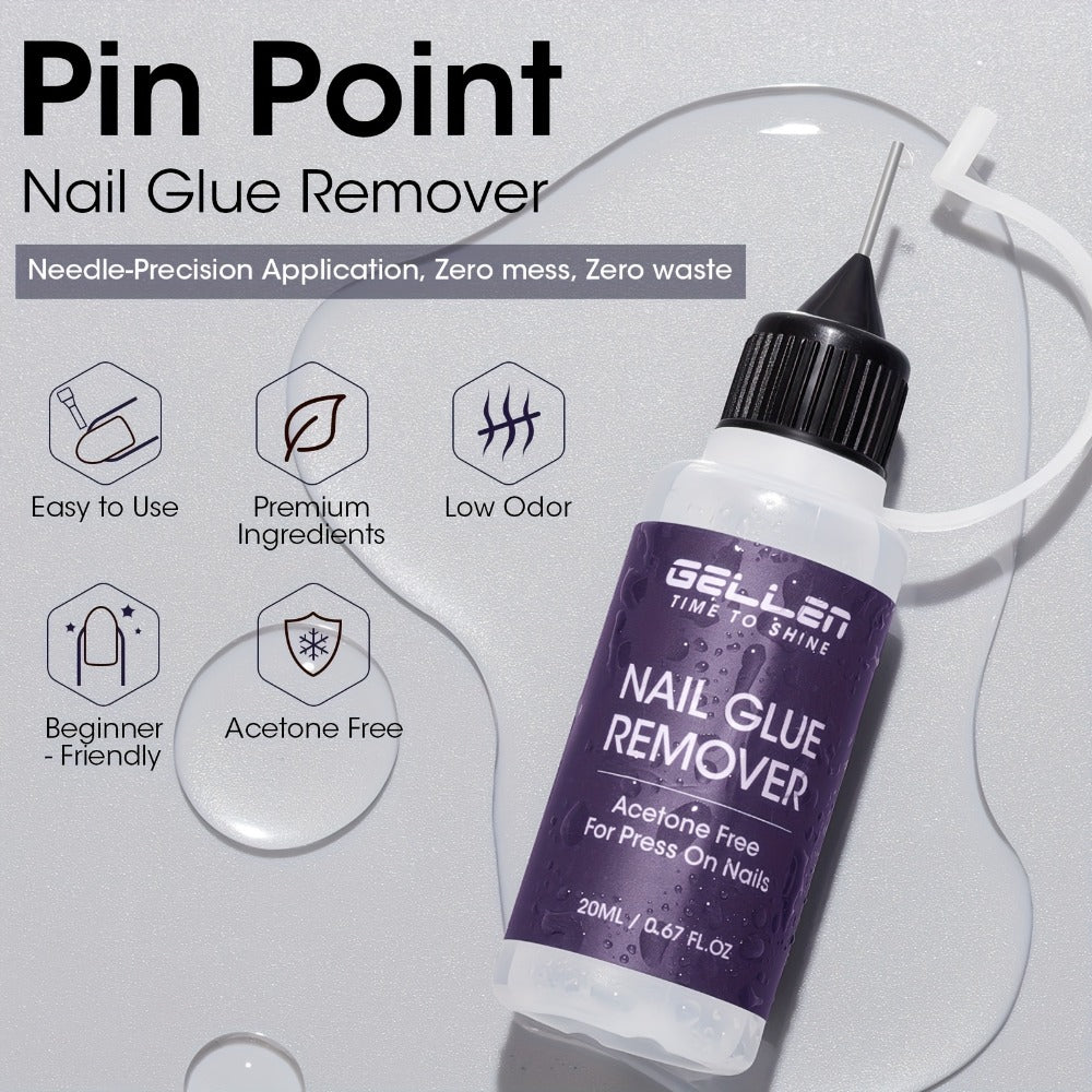 Nail Glue Remover 20ml Precision Needle Applicator Acetone Free – Fast Acting No-Mess Formula for Press On Nails Gel X Nail T