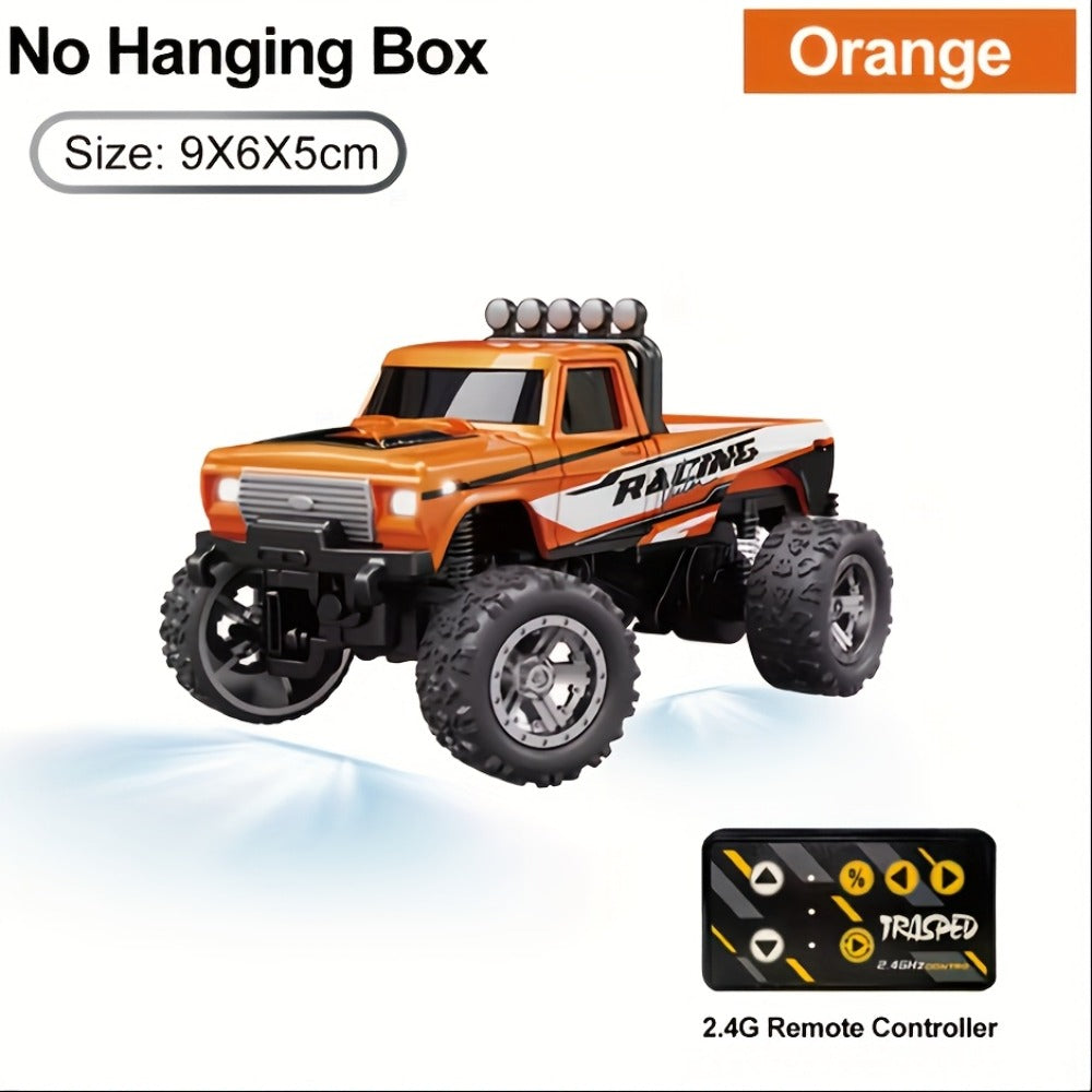 Remote Control Car, 1:64 Scale Alloy Mini Off-Road Truck with 2.4GHz Control, Shock Suspension, Running Lights and Five Color