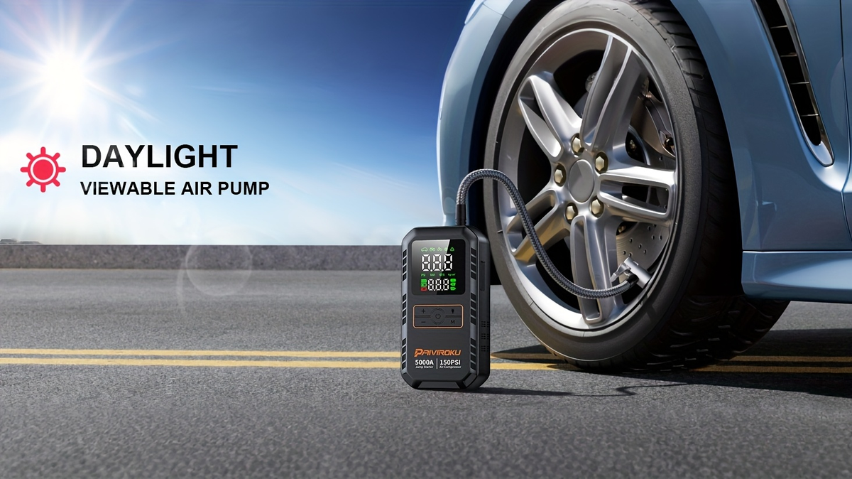 5000A Car Jump Starter with 150 PSI Digital Tire Inflator, 12V Clamps and 44.4Wh, 59.2Wh or 74Wh Options — image 17