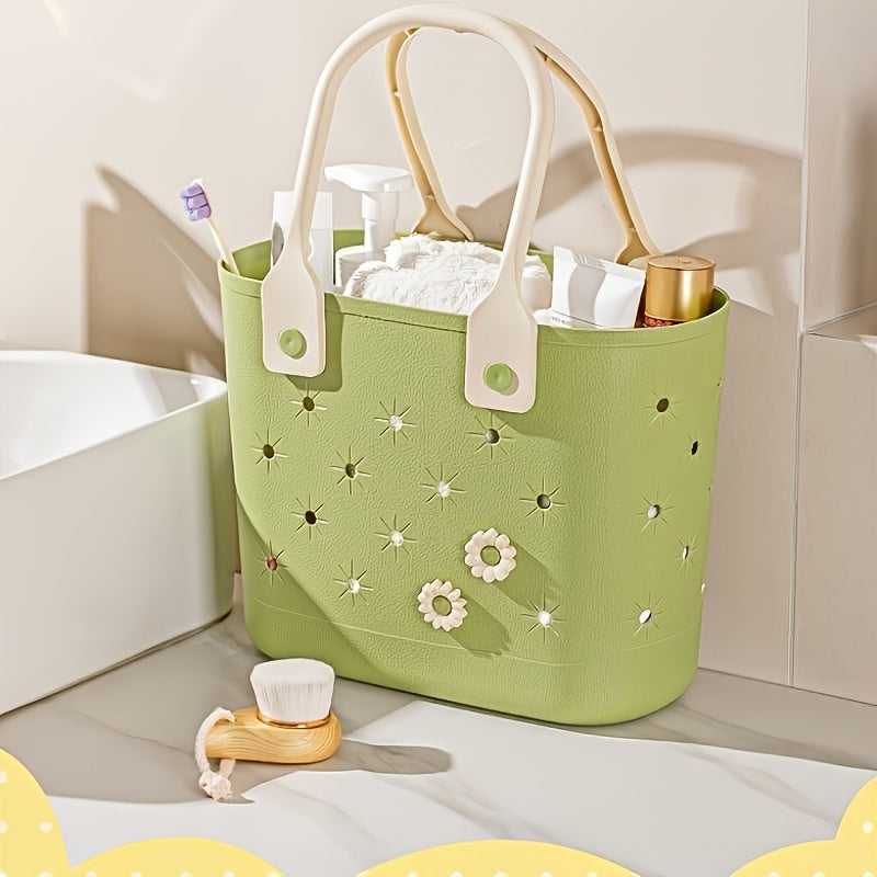 Two-Piece Rubber Floral Tote Bag Set with Soft Handles, Daisy Print and Multipurpose Storage — image 2