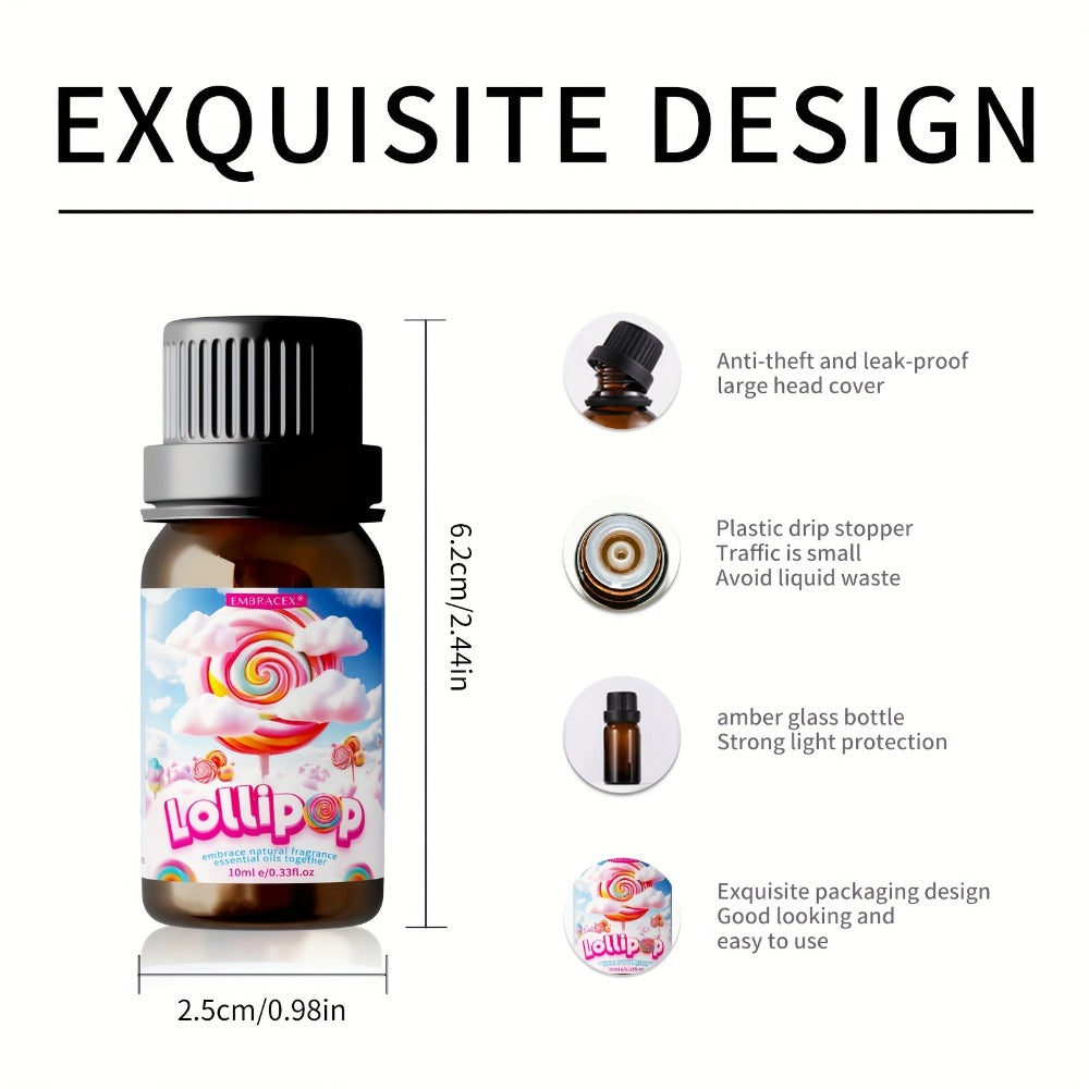 Lollipop Scented Fragrance Oil 10ml Alcohol Free Sweet Aroma for Diffuser Body Massage DIY Candle Soap Making Unisex Gift Wom