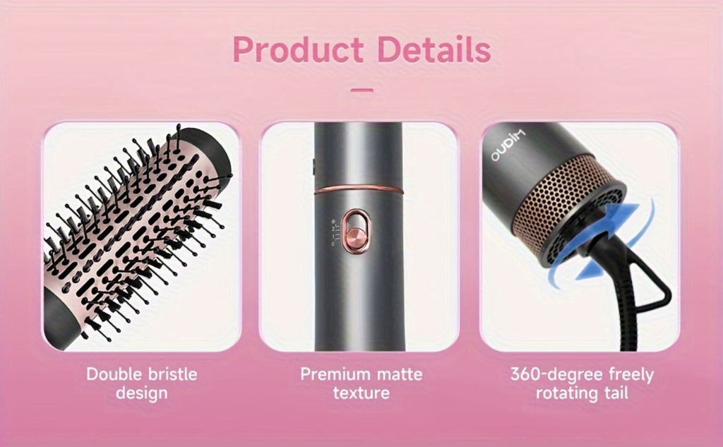 5-in-1 Hot Air Styling Comb Set Negative Ion Hair Dryer Brush with 5 Interchangeable Heads, for Home, Travel and Salon Hair S