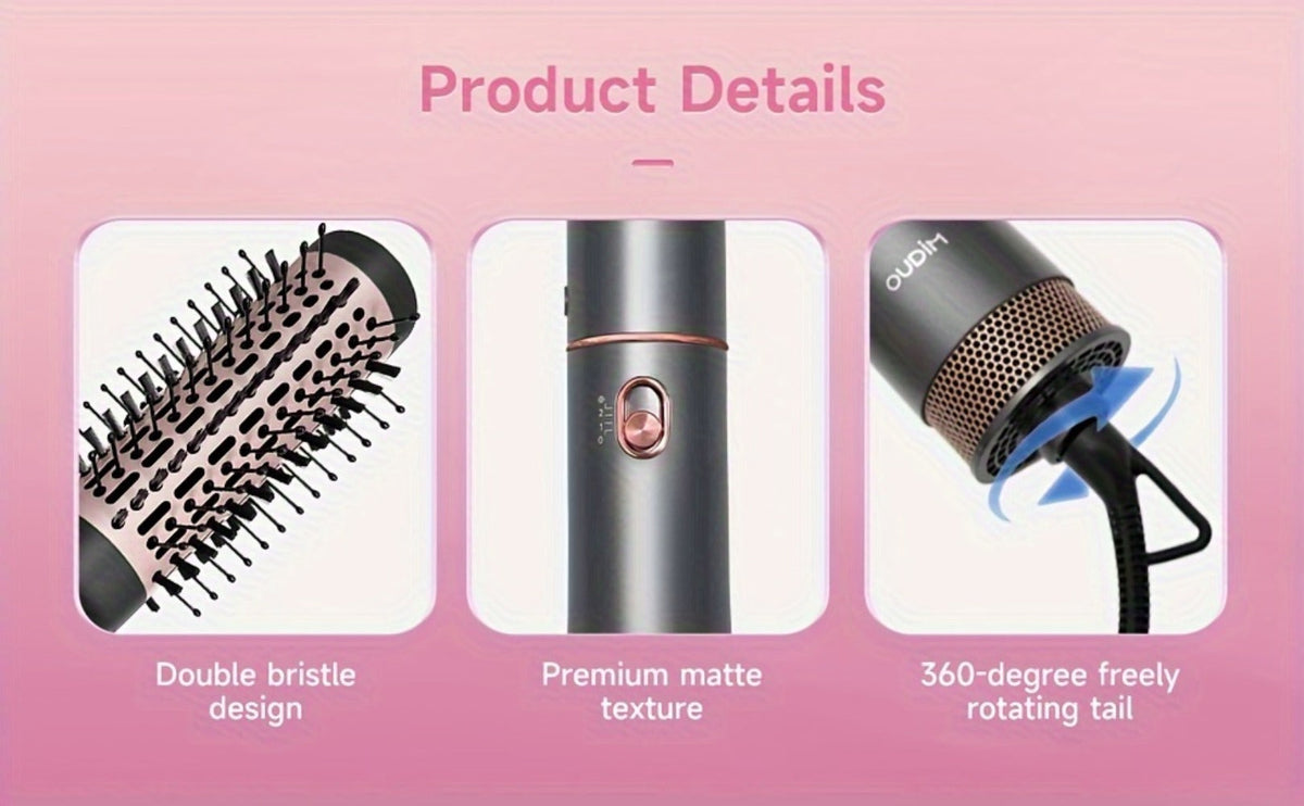 5-in-1 Hot Air Styling Comb Set Negative Ion Hair Dryer Brush with 5 Interchangeable Heads, for Home, Travel and Salon Hair S