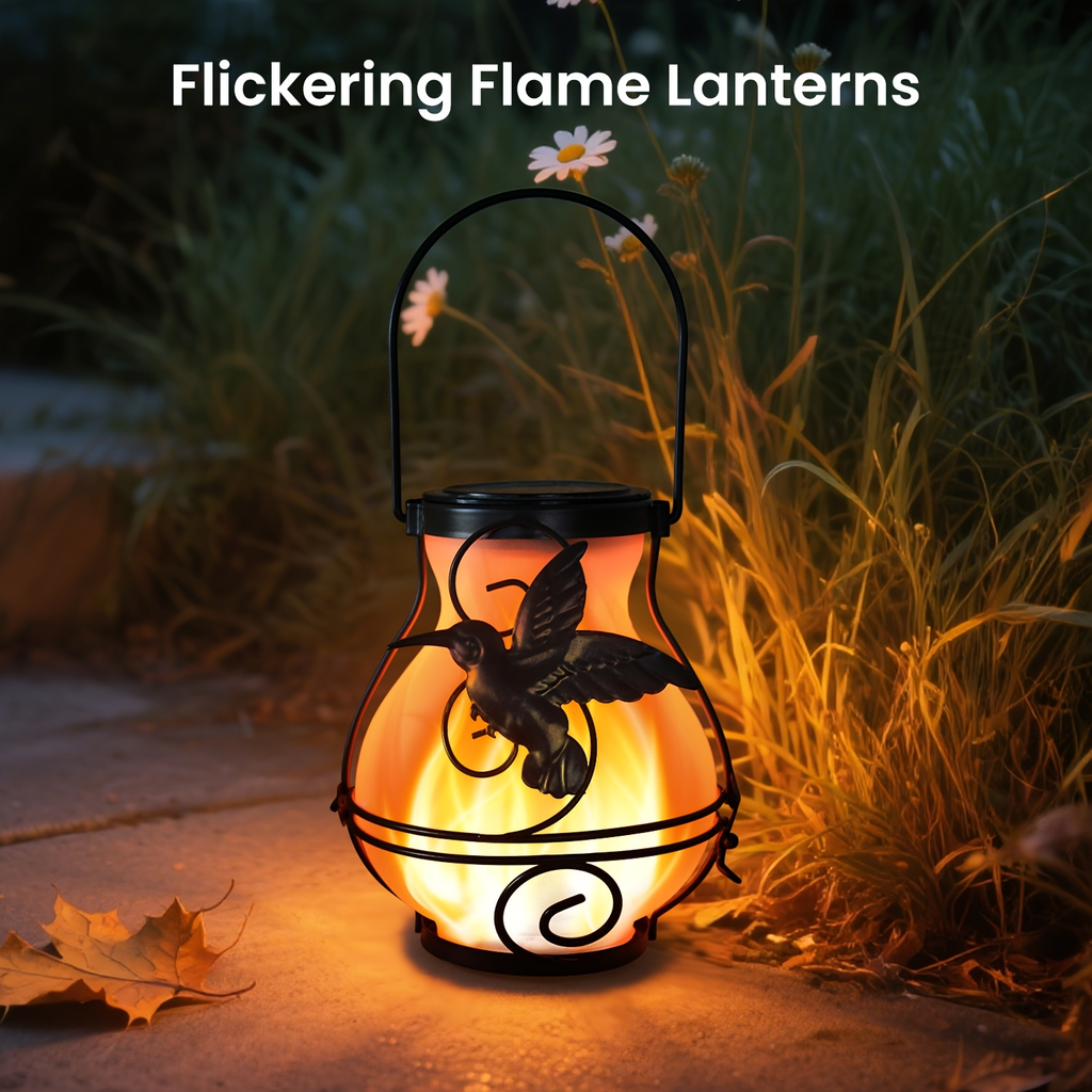 Solar Outdoor Lights Hummingbird Flickering Flame Hanging Lanterns, IP44, 2- or 4-Pack for Yard Decor — image 5