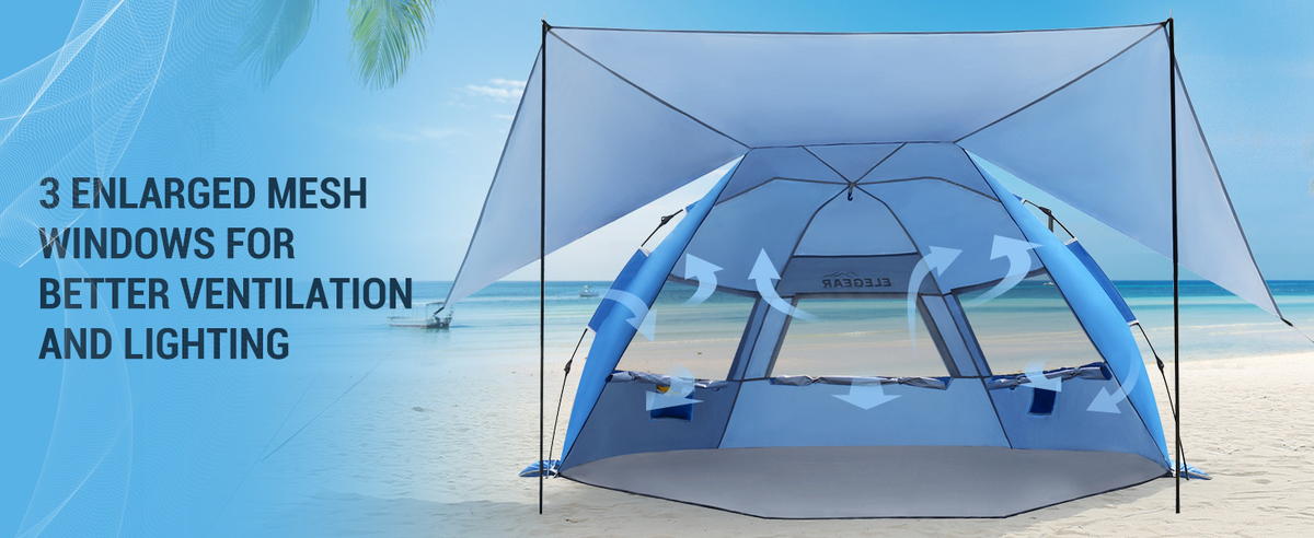 Convertible Beach Canopy Tent with Removable Roof, Four Setup Modes and Blue Checkout Color — image 13