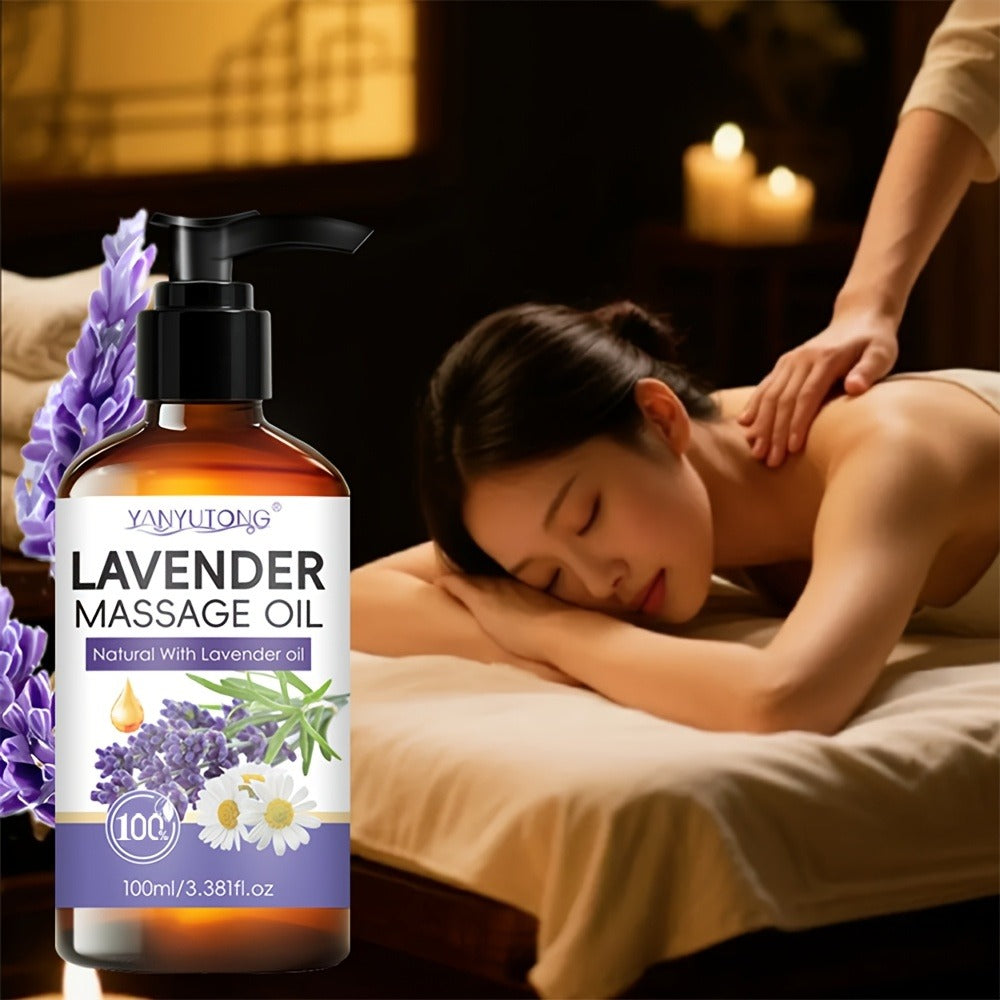 Lavender Massage Oil for Body 3.38oz – Natural Nourishing & Hydrating Formula for All Skin Types, Calming Aromatherapy, Coupl