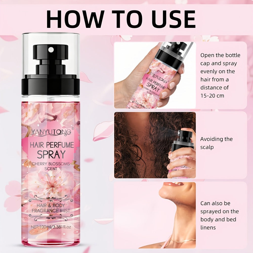 Hair Perfume Mist Cherry Blossom Scent 100ml - Fragrance Non-Greasy No-Wash Aromatic Hair for Bath Time, Home Spa and Persona