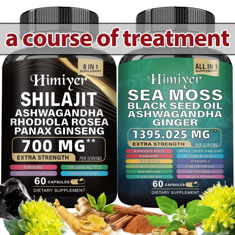 Dietary Supplement Six-Bottle Bundle with Himiyer Label, Sea Moss and Shilajit 60-Capsule Formulas — image 7