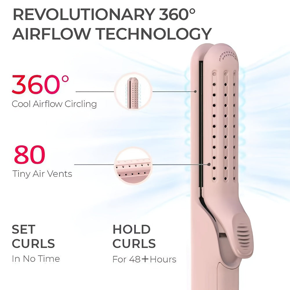 Two-in-One Airflow Hair Styler with Curved Plates, Five Temperature Settings and Pink or Black Finish — image 8