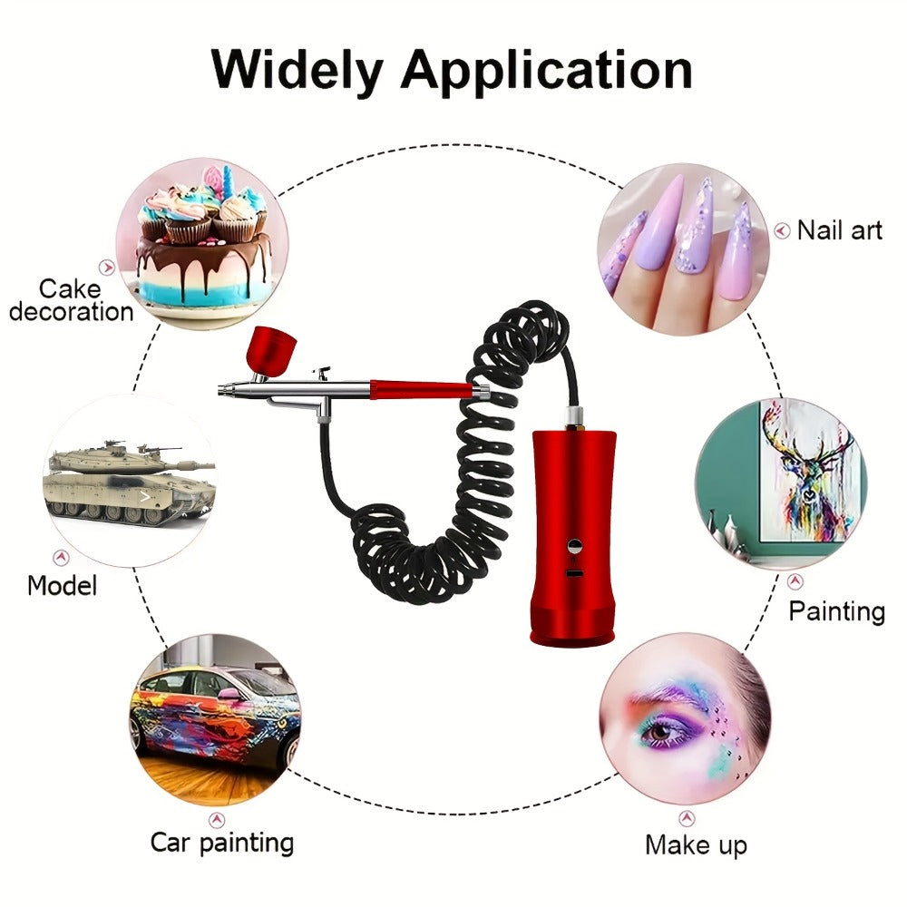 Rechargeable Cordless Airbrush Kit with Green, Pink, Red or Black Three-Gear Pump and Three Cup Options — image 9