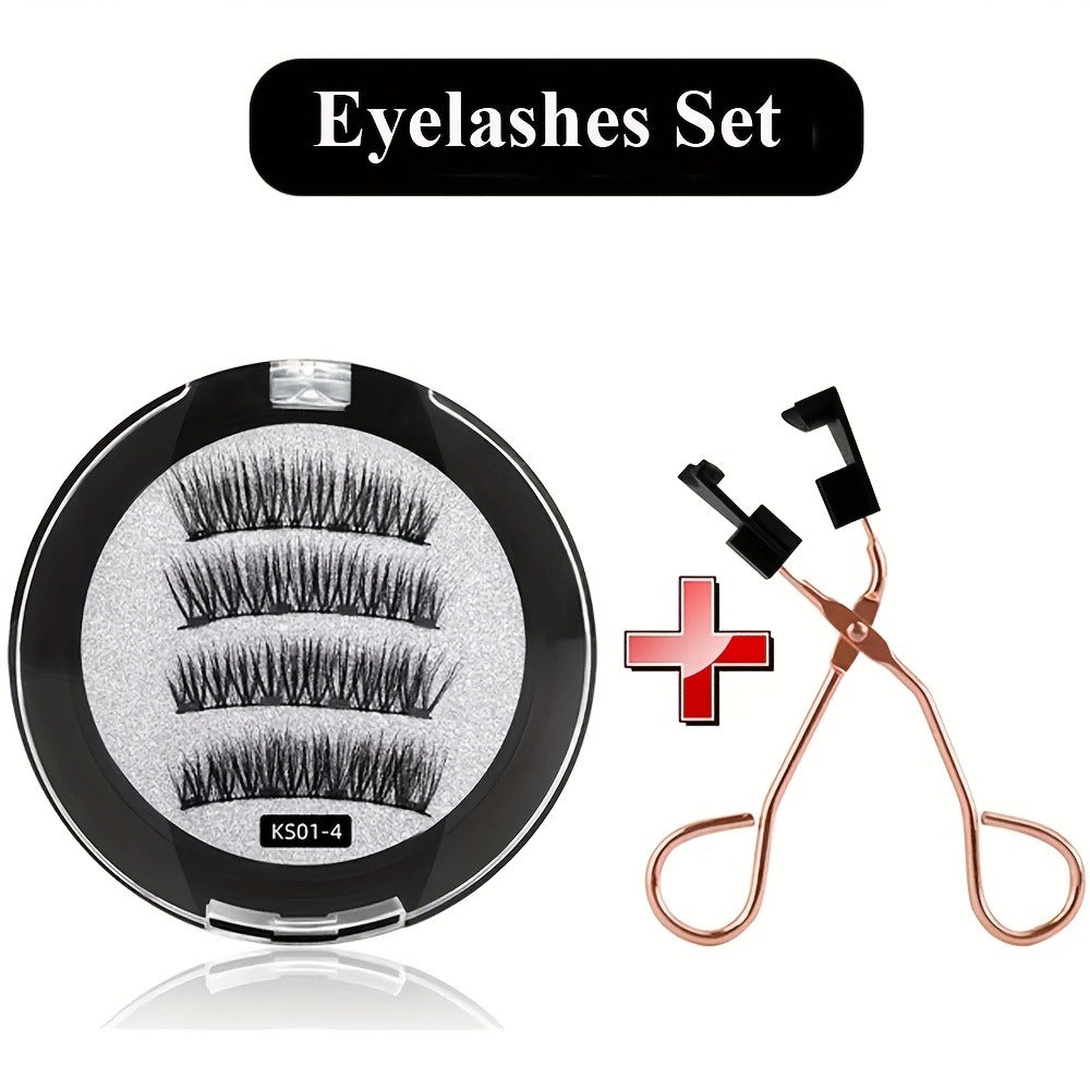 Magnetic False Eyelashes Kit with Eight Pairs, Round Storage Case and Metal Applicator Clip — image 5