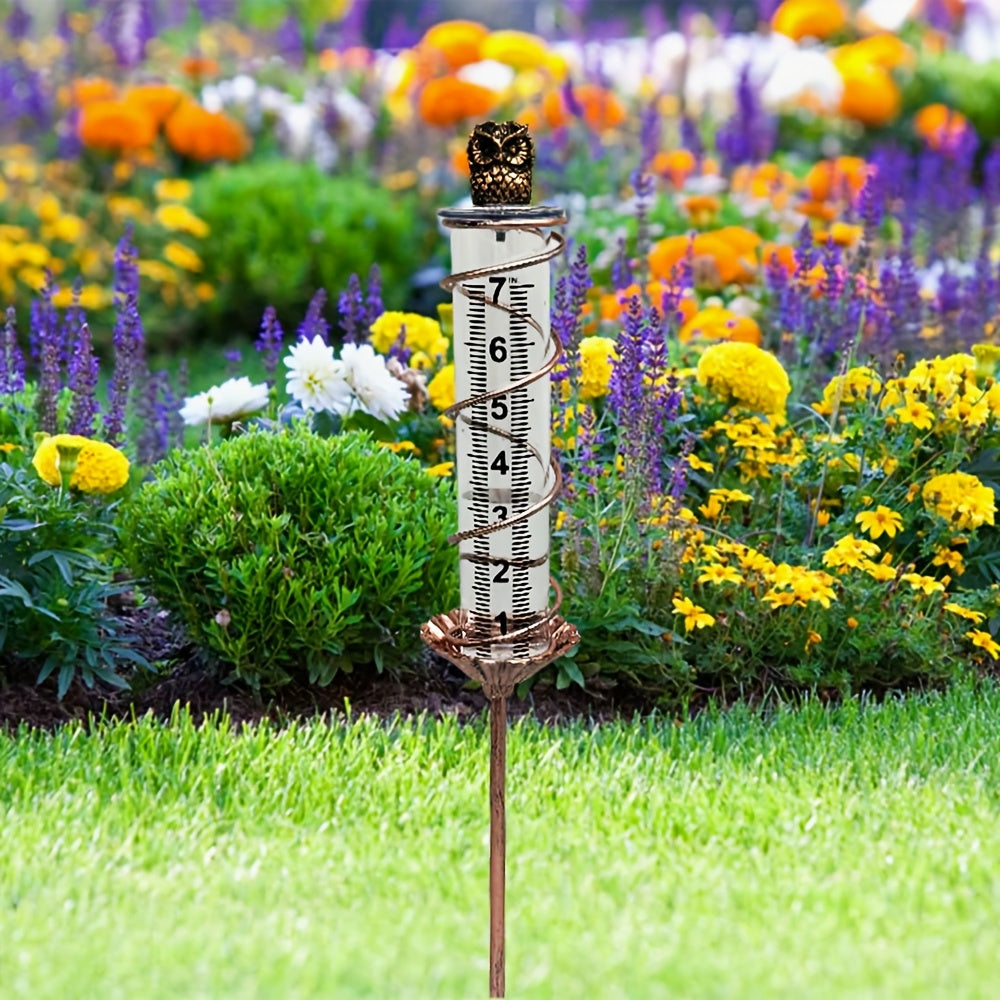 Rain Gauge | Owl Garden Art Metal Frame Outdoor Yard with Cleaning Brush — image 8