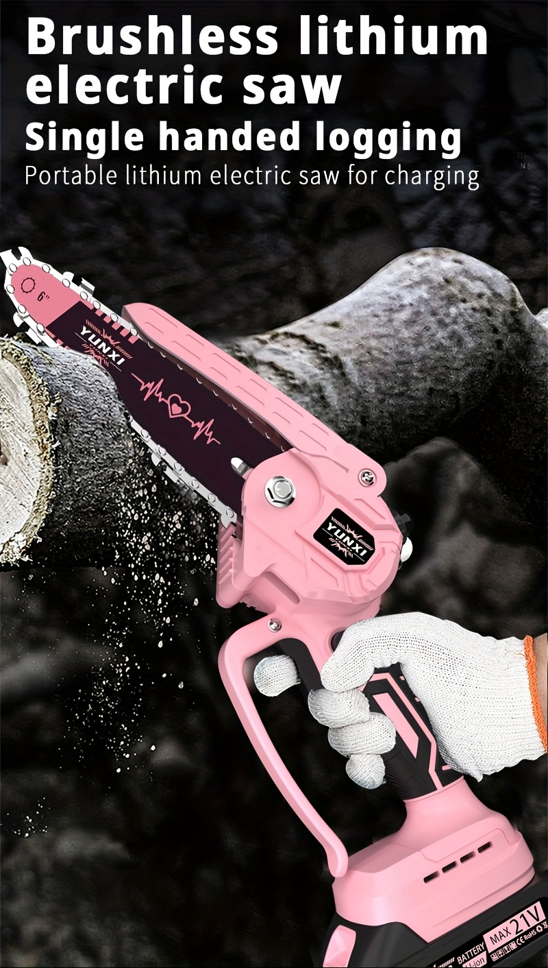 Cordless Electric Pruning Saw Handheld Mini Chainsaw Wireless Portable Tree Branch Cutter with Safety for Garden, Patio and Y