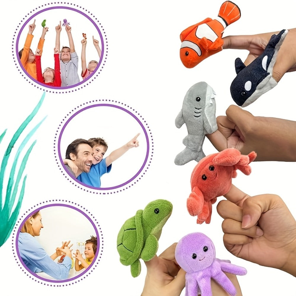 Sea Animal Finger Puppets Set 6pcs for Kids, Realistic Ocean Creature Hand Puppets for Storytelling — image 3