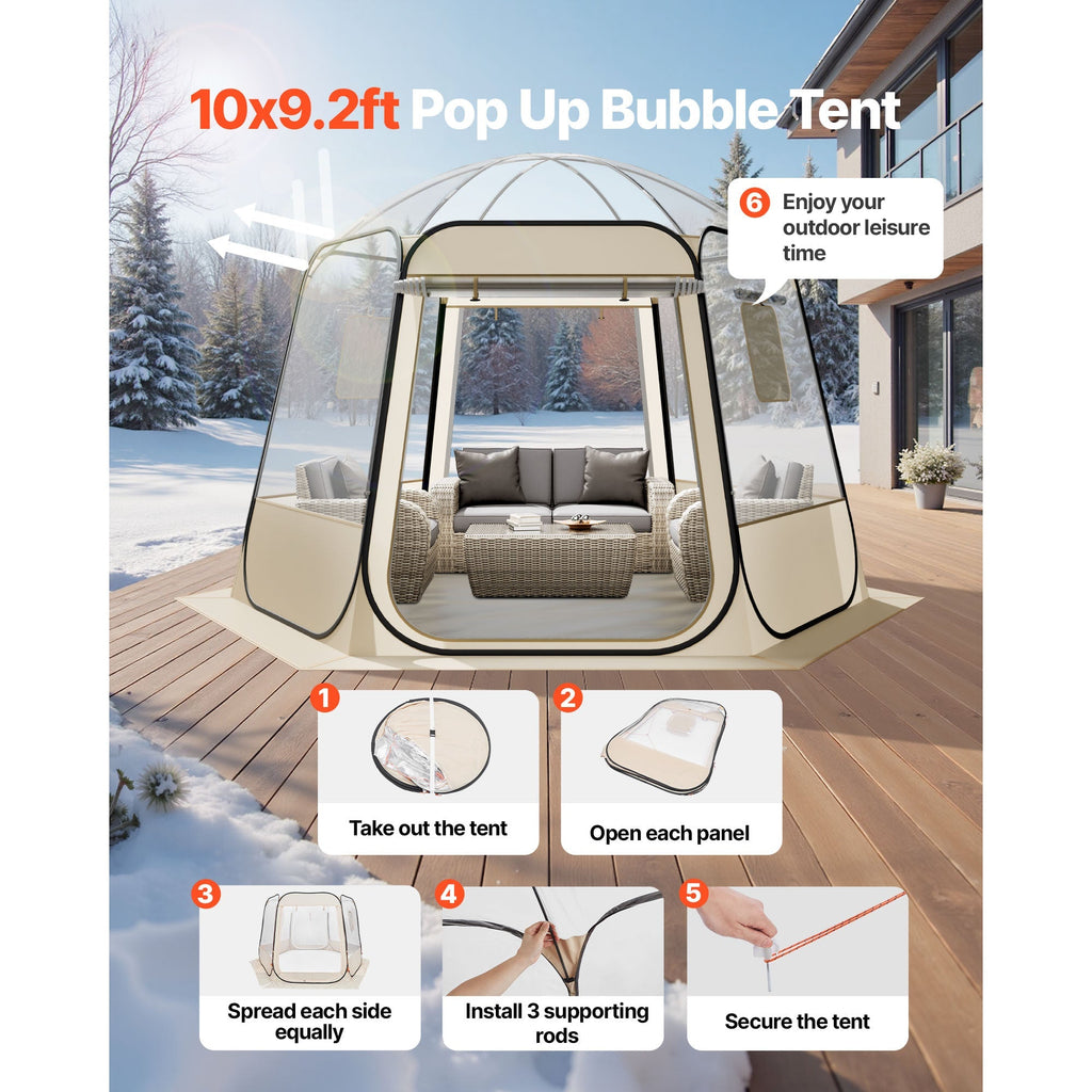 Pop Up Bubble Tent Clear Dome Tent 540° Panoramic Outdoor Shelter for Garden, Patio and Yard Use — image 6