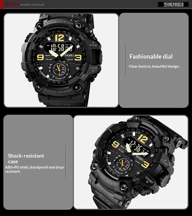 Outdoor Shockproof Plastic Men's Watch With Large Dial, Sports Digital Display, And Synchronized Electronic Watch