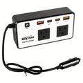 Car Inverter 200W DC 12V to AC 110V with Dual AC Outlets 24W USB-C Fast Charging 4 USB Ports Portable for Garden, Patio and Y