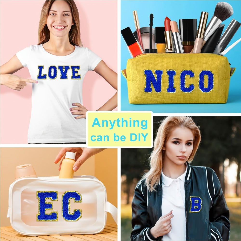 Chenille Letter Patches Self Adhesive A-Z 26pcs – Embroidered Alphabet Applique Stickers for Clothes Bags Hats Phone Cases — 