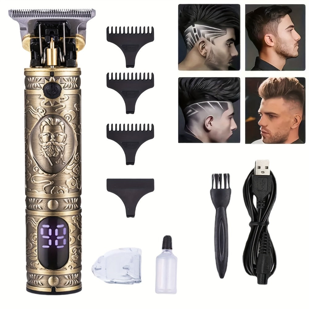 Hair Clipper Retro T-Blade Cordless Trimmer with LED Display, USB Charging and T9 or T10 Style Options — image 1