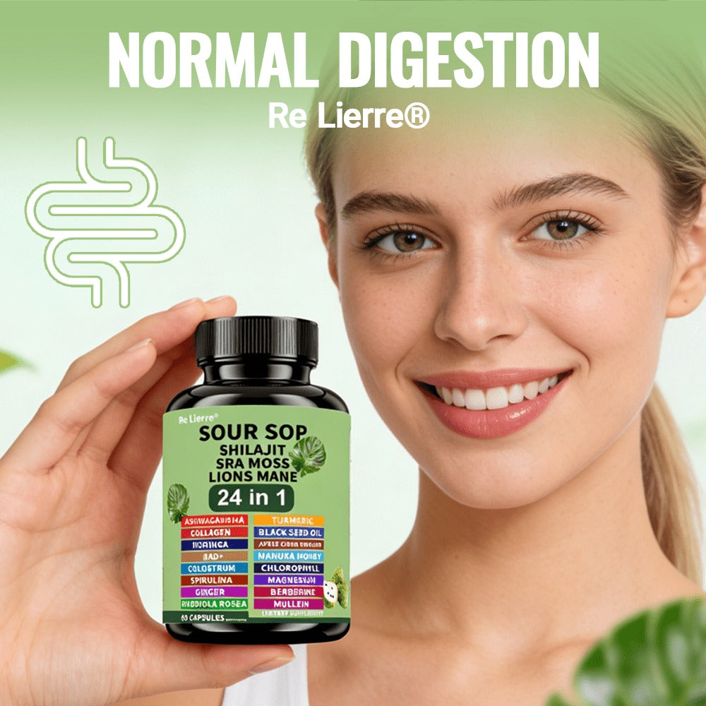 Dietary Supplement Sea Moss 24-in-1 Capsules with Soursop, Lion’s Mane and Shilajit, One or Two Bottles — image 1