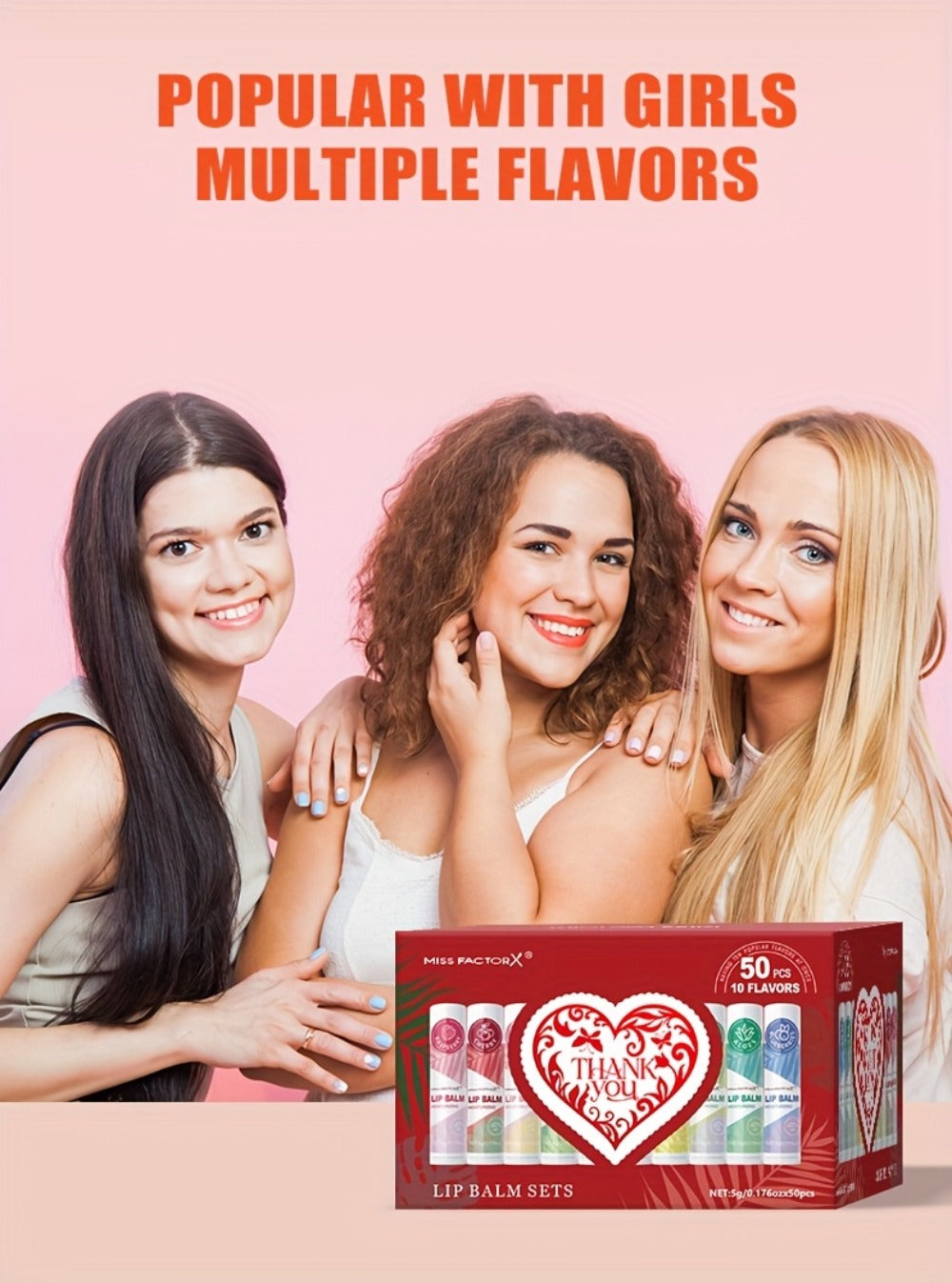 Fruit Flavored Lip Gloss Set 50 Pieces – Moisturizing Lip Balm Kit in 10 Colors, Hydrating Lip Care for Dry & Cracked Lips, D