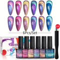 Gel Nail Polish 6-Piece 9D Aurora Magnetic Cat-Eye Set with Pearl-Shell Glitter Effect and UV/LED Soak-Off Cure — image 21