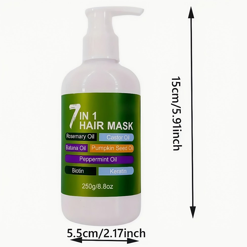 250g 7-in-1 Hair Mask in White Pump Bottle with Rosemary, Batana, Castor and Peppermint Oils — image 5