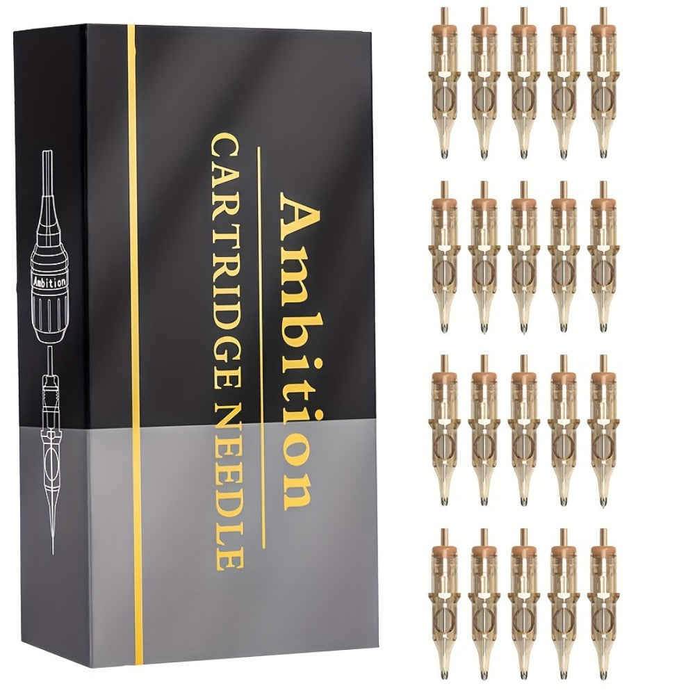 Ambition Tattoo Cartridge Needles 20pcs Professional RL RS RM Sizes with Safety Membrane for Temporary Body Art, Festivals an