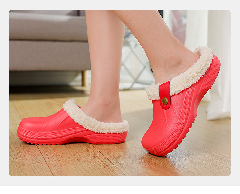 Mens Fleece-Lined Cotton Slippers For Home
