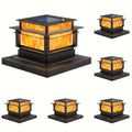 Six-Pack Solar Fence Post Cap Light Set for 4 x 4, 5 x 5 or 6 x 6 Posts with Amber Illumination — image 1