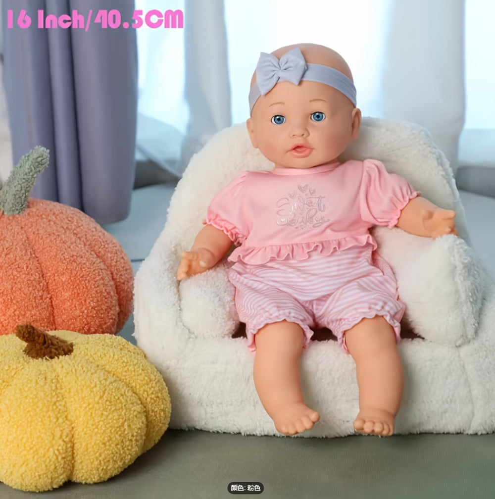 Pink Baby Doll with Open-Eye Face, Pacifier and Textured Outfit Across Three Checkout Style Labels — image 18
