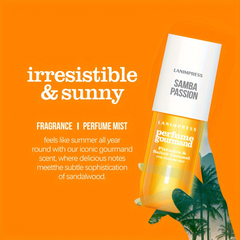 Hair & Body Perfume Mist for Women 3oz Samba Passion Gourmand Sweet Fragrance Spray Moisturizing Long Lasting Dual Use Fine M