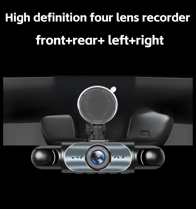 Four-lens Surveillance Dash Cam HD With Rearview Camera