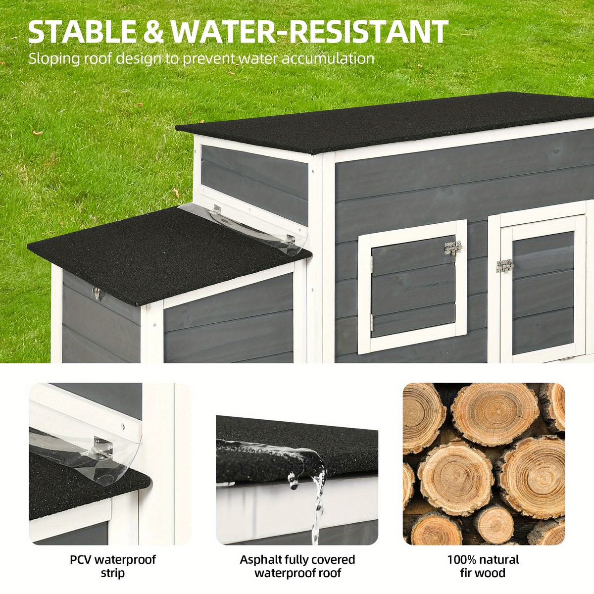 Wooden Hen House with 67in Frame, Two Nest Boxes, Ramp and Gray or Brown Two-Tone Outdoor Finish — image 13