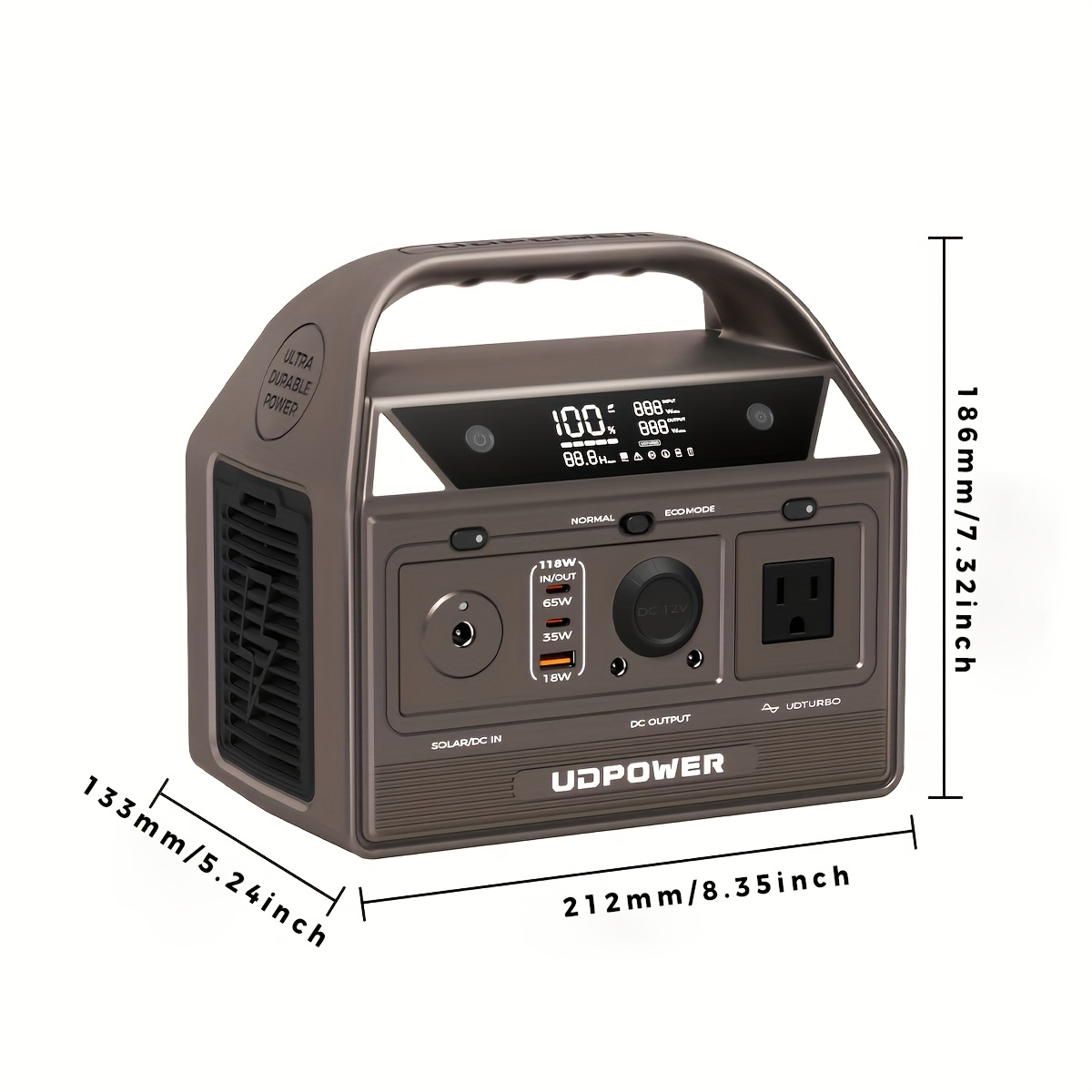 Portable Power Station 595Wh 600W with LiFePO4 Cell Pack, Nine Outputs, USB-C PD and 1200W Surge — image 13