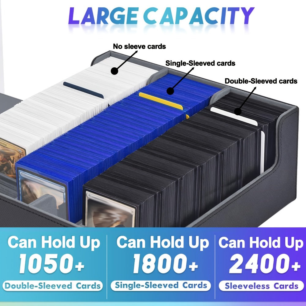 Trading Card Storage Box 1800+ Cards with 10 Dividers – Large Deck Case for Pokemon TCG, MTG Commander, Sports Cards – Multip