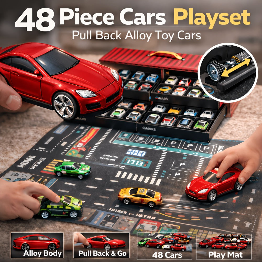 48-Piece Parking Lot Playset for Kids, 4-Level Car Garage with Friction Powered Mini Cars, Ramp & Track — image 10