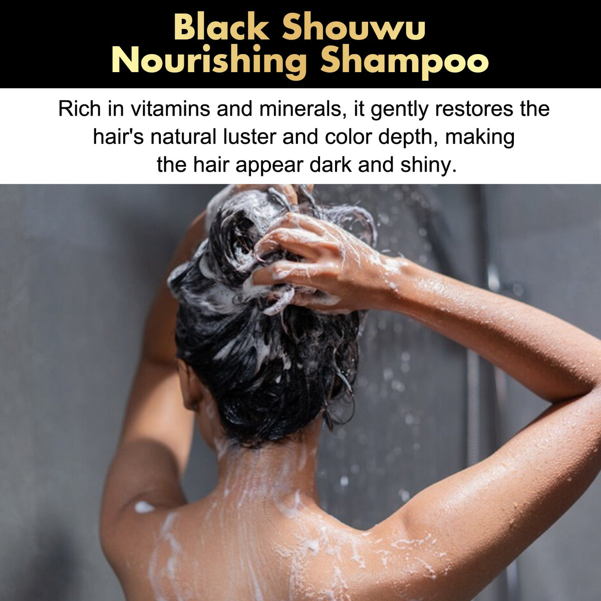 Black Ganoderma Multiflorum Shampoo Natural Black Hair Thick Moisturizing Scalp Soft Wash