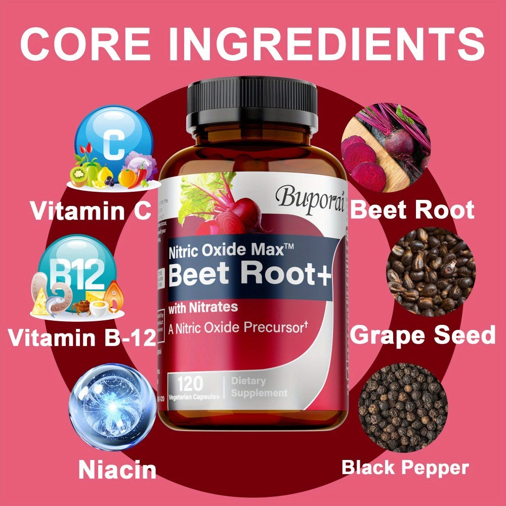 Dietary Supplement Beet Root Capsules with listed Nitrates, Black Pepper and Antioxidants, 120 Count — image 5