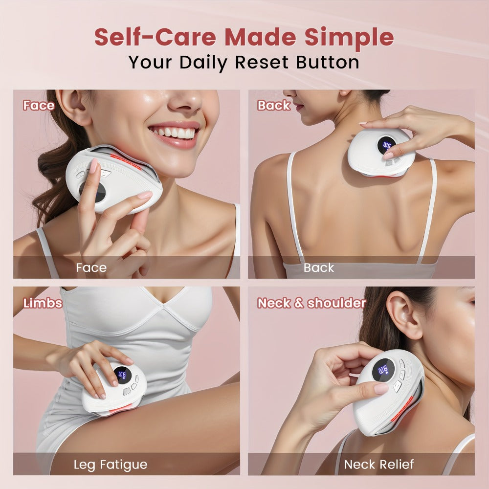 Gua Sha Electric Facial Sculpting Tool, 9-Speed Vibration & 9-Speed Heat, Face Lifting Lymphatic Drainage Massager for & Cont