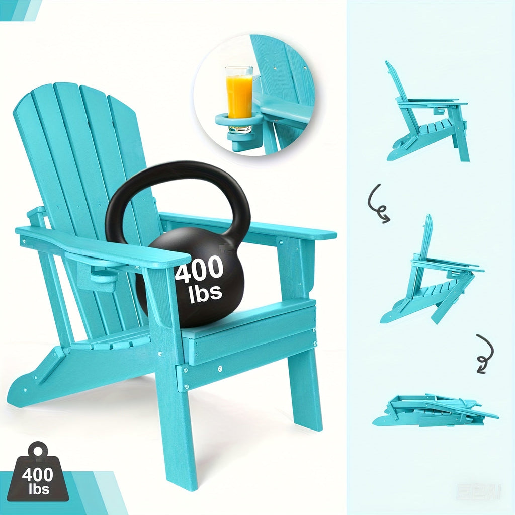 Folding Adirondack Chair with Cup Holder – HDPE All-Weather Outdoor Patio Chair — image 8