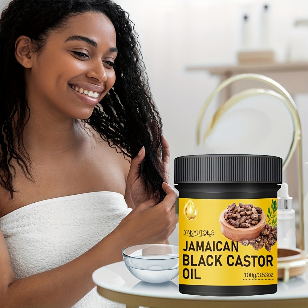 Hair Oil YANYUTONG Jamaican Black Castor 100g Yellow-Label Jar with Black Screw Lid for Hair and Scalp Application — image 6