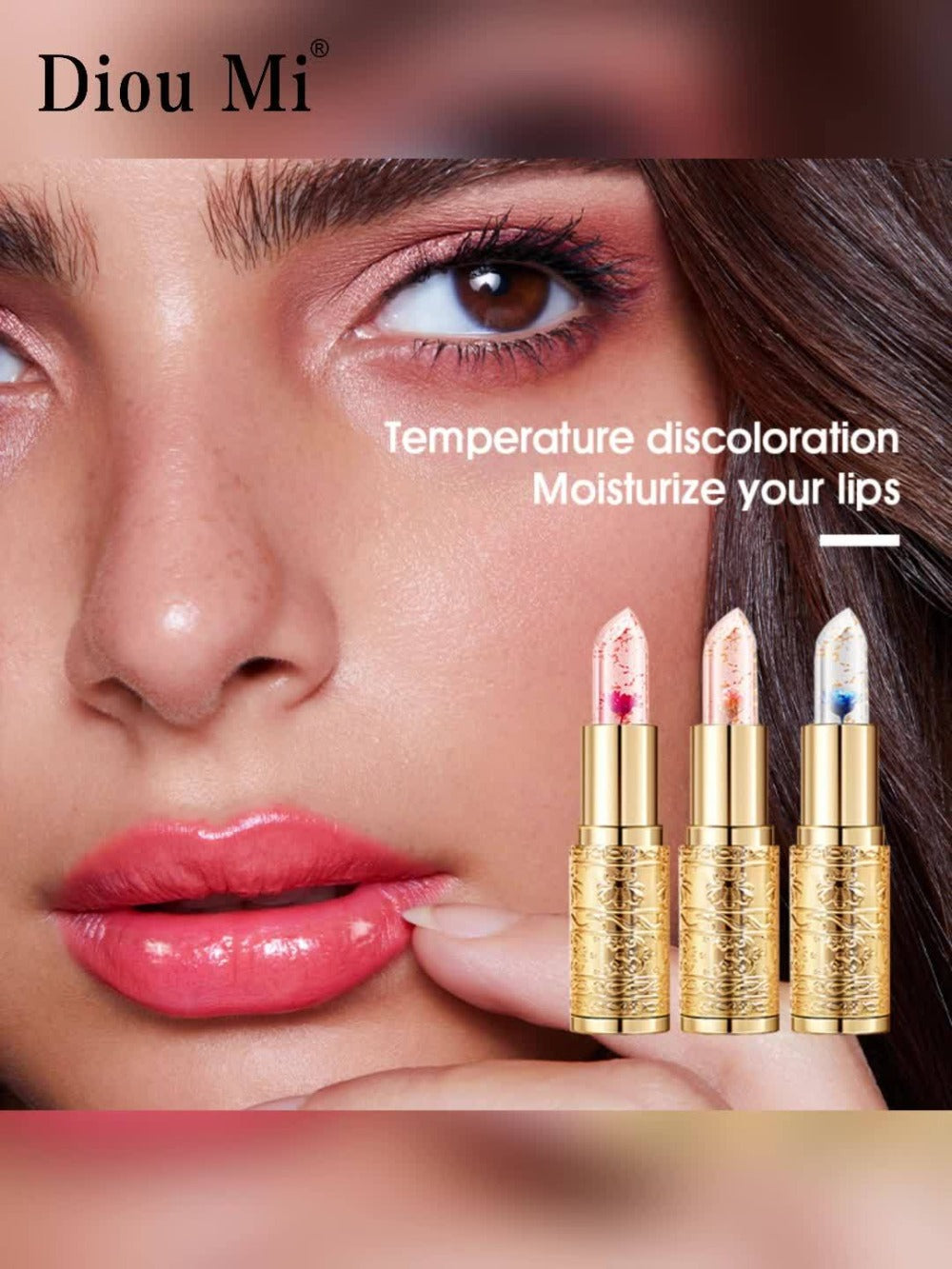 Jelly Flower Lipstick Set 6-Pack Color Changing Lip Balm Temperature Activated Tint Hydrating Squalane Formula Moisturizing T