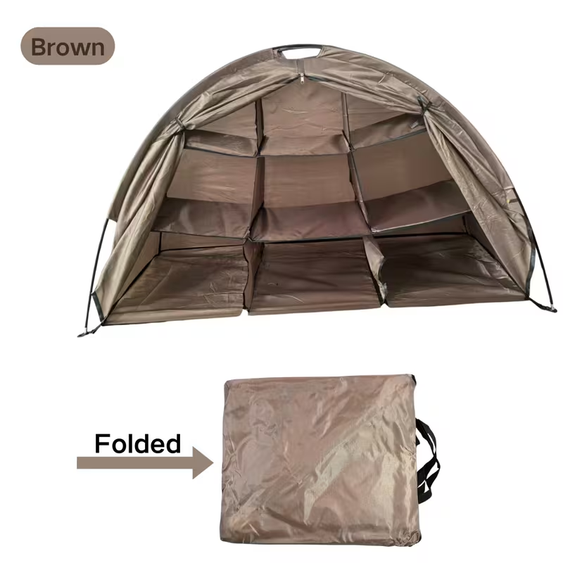 Camping Tent Organizer 9-Shelf with Zippered Flap – Hanging Storage Rack for Shoes, Gear & Dining, Fits Most Tents, Brown & G