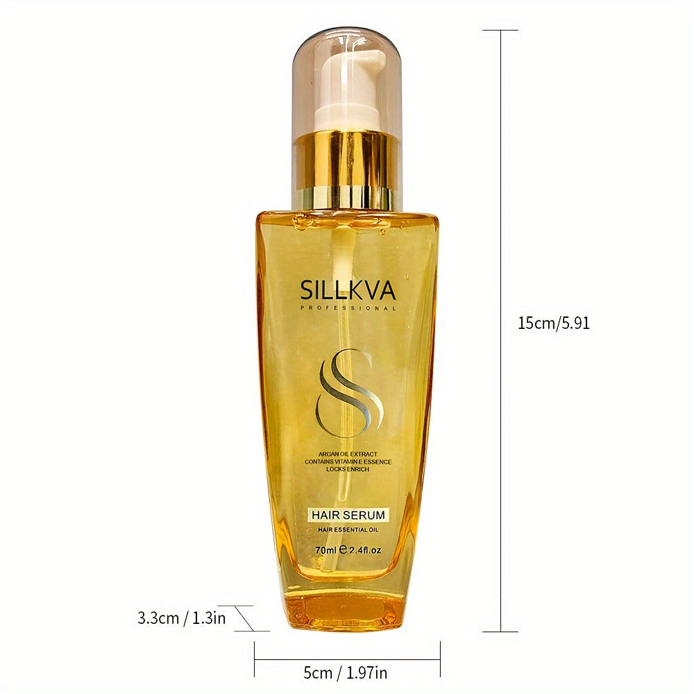 SILLKVA Argan Oil Liquid Hair Serum, Frizz Control & Flyaway Tamer, Smoothing Leave-In Treatment for Dry Damaged Hair — image
